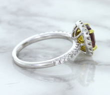 Load image into Gallery viewer, 1.60ct Cushion Pink Sapphire Ring with Diamond Halo in 18K White Gold