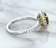 Load image into Gallery viewer, 1.60ct Cushion Pink Sapphire Ring with Diamond Halo in 18K White Gold