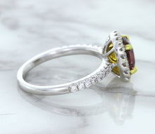 Load image into Gallery viewer, 1.60ct Cushion Pink Sapphire Ring with Diamond Halo in 18K White Gold
