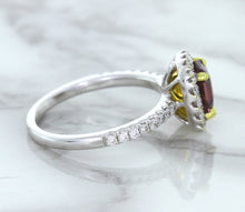 Load image into Gallery viewer, 1.60ct Cushion Pink Sapphire Ring with Diamond Halo in 18K White Gold