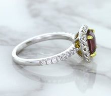 Load image into Gallery viewer, 1.60ct Cushion Pink Sapphire Ring with Diamond Halo in 18K White Gold