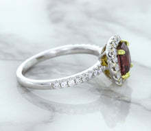Load image into Gallery viewer, 1.60ct Cushion Pink Sapphire Ring with Diamond Halo in 18K White Gold