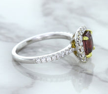 Load image into Gallery viewer, 1.60ct Cushion Pink Sapphire Ring with Diamond Halo in 18K White Gold