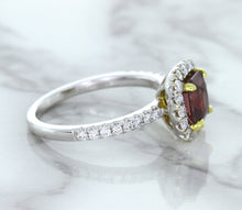 Load image into Gallery viewer, 1.60ct Cushion Pink Sapphire Ring with Diamond Halo in 18K White Gold