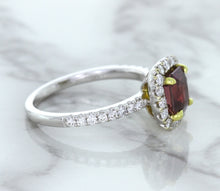 Load image into Gallery viewer, 1.60ct Cushion Pink Sapphire Ring with Diamond Halo in 18K White Gold
