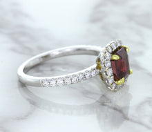 Load image into Gallery viewer, 1.60ct Cushion Pink Sapphire Ring with Diamond Halo in 18K White Gold
