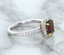 Load image into Gallery viewer, 1.60ct Cushion Pink Sapphire Ring with Diamond Halo in 18K White Gold