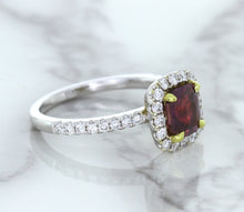 Load image into Gallery viewer, 1.60ct Cushion Pink Sapphire Ring with Diamond Halo in 18K White Gold