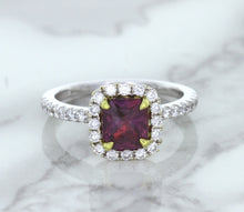 Load image into Gallery viewer, 1.60ct Cushion Pink Sapphire Ring with Diamond Halo in 18K White Gold
