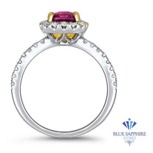 Load image into Gallery viewer, 1.60ct Cushion Ruby Ring with Diamond Halo in 18K White Gold
