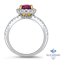 Load image into Gallery viewer, 1.60ct Cushion Ruby Ring with Diamond Halo in 18K White Gold
