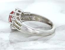 Load image into Gallery viewer, 1.40ct Oval Pink Sapphire Ring with Diamond Halo in 14K White Gold