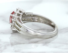 Load image into Gallery viewer, 1.40ct Oval Pink Sapphire Ring with Diamond Halo in 14K White Gold