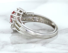 Load image into Gallery viewer, 1.40ct Oval Pink Sapphire Ring with Diamond Halo in 14K White Gold