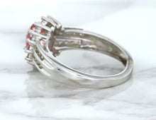 Load image into Gallery viewer, 1.40ct Oval Pink Sapphire Ring with Diamond Halo in 14K White Gold