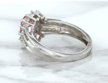 Load image into Gallery viewer, 1.40ct Oval Pink Sapphire Ring with Diamond Halo in 14K White Gold