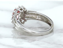 Load image into Gallery viewer, 1.40ct Oval Pink Sapphire Ring with Diamond Halo in 14K White Gold