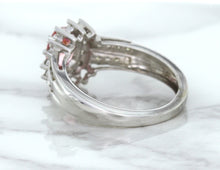 Load image into Gallery viewer, 1.40ct Oval Pink Sapphire Ring with Diamond Halo in 14K White Gold