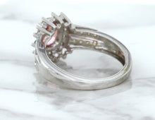 Load image into Gallery viewer, 1.40ct Oval Pink Sapphire Ring with Diamond Halo in 14K White Gold