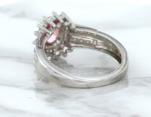 Load image into Gallery viewer, 1.40ct Oval Pink Sapphire Ring with Diamond Halo in 14K White Gold