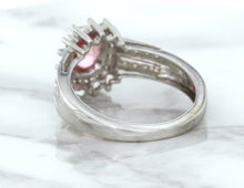 Load image into Gallery viewer, 1.40ct Oval Pink Sapphire Ring with Diamond Halo in 14K White Gold