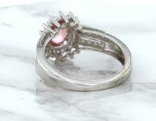 Load image into Gallery viewer, 1.40ct Oval Pink Sapphire Ring with Diamond Halo in 14K White Gold