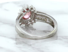Load image into Gallery viewer, 1.40ct Oval Pink Sapphire Ring with Diamond Halo in 14K White Gold