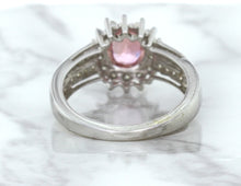 Load image into Gallery viewer, 1.40ct Oval Pink Sapphire Ring with Diamond Halo in 14K White Gold