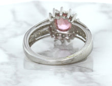 Load image into Gallery viewer, 1.40ct Oval Pink Sapphire Ring with Diamond Halo in 14K White Gold