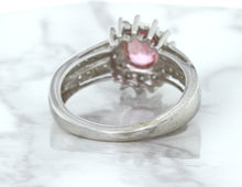 Load image into Gallery viewer, 1.40ct Oval Pink Sapphire Ring with Diamond Halo in 14K White Gold