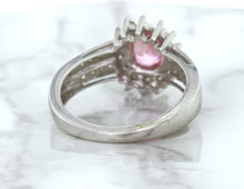 Load image into Gallery viewer, 1.40ct Oval Pink Sapphire Ring with Diamond Halo in 14K White Gold