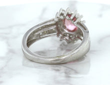 Load image into Gallery viewer, 1.40ct Oval Pink Sapphire Ring with Diamond Halo in 14K White Gold