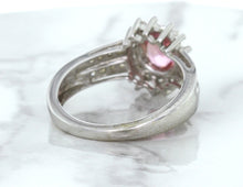 Load image into Gallery viewer, 1.40ct Oval Pink Sapphire Ring with Diamond Halo in 14K White Gold