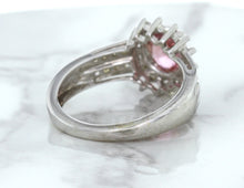 Load image into Gallery viewer, 1.40ct Oval Pink Sapphire Ring with Diamond Halo in 14K White Gold