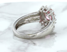 Load image into Gallery viewer, 1.40ct Oval Pink Sapphire Ring with Diamond Halo in 14K White Gold