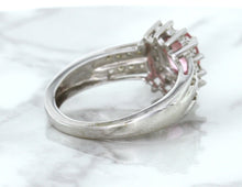 Load image into Gallery viewer, 1.40ct Oval Pink Sapphire Ring with Diamond Halo in 14K White Gold