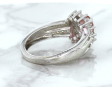 Load image into Gallery viewer, 1.40ct Oval Pink Sapphire Ring with Diamond Halo in 14K White Gold