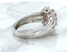 Load image into Gallery viewer, 1.40ct Oval Pink Sapphire Ring with Diamond Halo in 14K White Gold