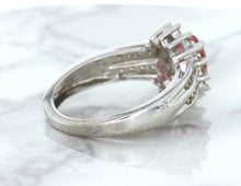 Load image into Gallery viewer, 1.40ct Oval Pink Sapphire Ring with Diamond Halo in 14K White Gold