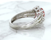 Load image into Gallery viewer, 1.40ct Oval Pink Sapphire Ring with Diamond Halo in 14K White Gold
