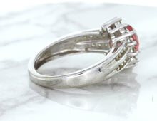Load image into Gallery viewer, 1.40ct Oval Pink Sapphire Ring with Diamond Halo in 14K White Gold