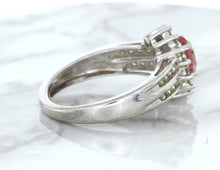 Load image into Gallery viewer, 1.40ct Oval Pink Sapphire Ring with Diamond Halo in 14K White Gold