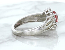 Load image into Gallery viewer, 1.40ct Oval Pink Sapphire Ring with Diamond Halo in 14K White Gold