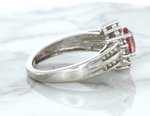 Load image into Gallery viewer, 1.40ct Oval Pink Sapphire Ring with Diamond Halo in 14K White Gold