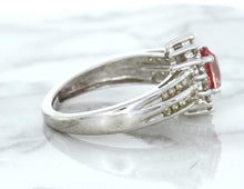 Load image into Gallery viewer, 1.40ct Oval Pink Sapphire Ring with Diamond Halo in 14K White Gold