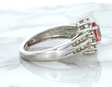 Load image into Gallery viewer, 1.40ct Oval Pink Sapphire Ring with Diamond Halo in 14K White Gold