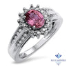 1.40ct Oval Pink Sapphire Ring with Diamond Halo in 14K White Gold