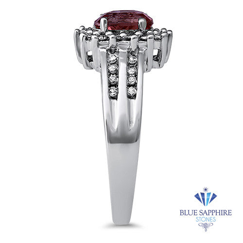 1.40ct Oval Pink Sapphire Ring with Diamond Halo in 14K White Gold