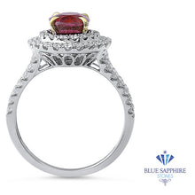 Load image into Gallery viewer, 2.68ct Oval Ruby Ring with Double Diamond Halo in 18K White Gold