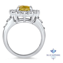 Load image into Gallery viewer, 3.38ct Oval Yellow Sapphire Ring with Diamond Halo in 14K White Gold